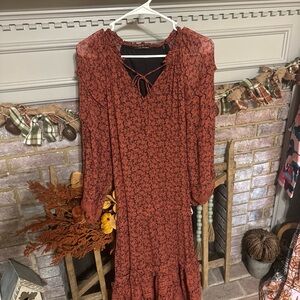 KOBI HALPERIN Women small long FALL THANKSGIVING colored dress EUC